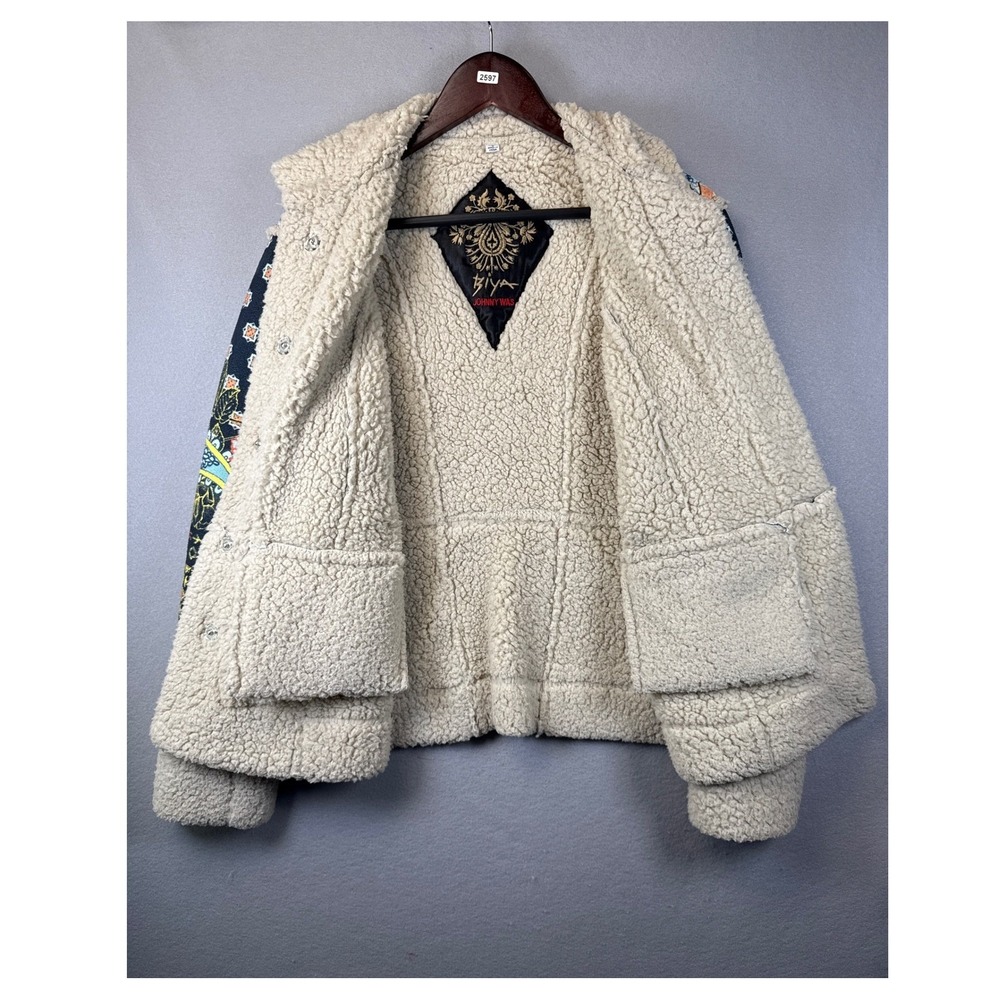 Johnny Was Biya Jacket Women S Multi Floral Sherpa Lined Boho Luxury Chic Preppy - Picture 10 of 12